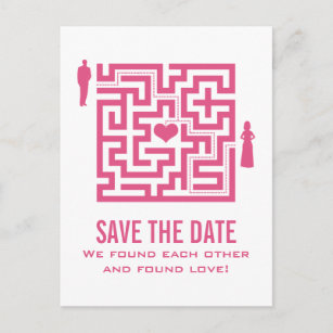Pink Love Maze Save the Date Postcard