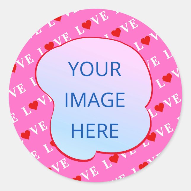 Pink LOVE Modern Chic Classic Round Sticker (Front)