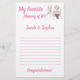 PINK LOVE MY MEMORY BRIDAL SHOWER GAME CARD FLYER