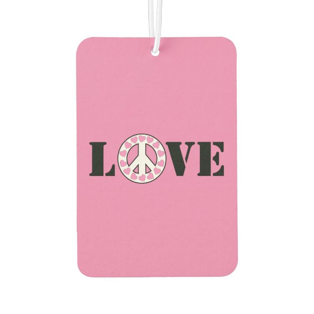 Pink Love Peace Hearts  Air Freshener (Back)