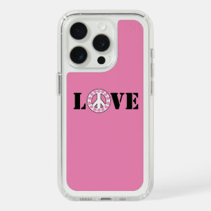 Pink Love Peace Hearts iPhone 15 Pro Case