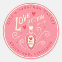Pink Love Potion Wedding Favor Sticker