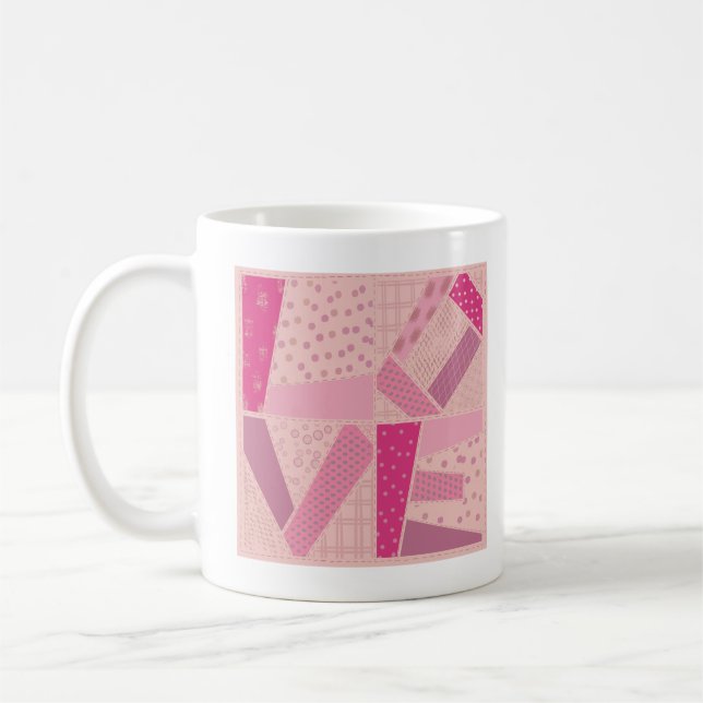 Pink Love Quilt Block Valentine Wedding Design  Coffee Mug (Left)