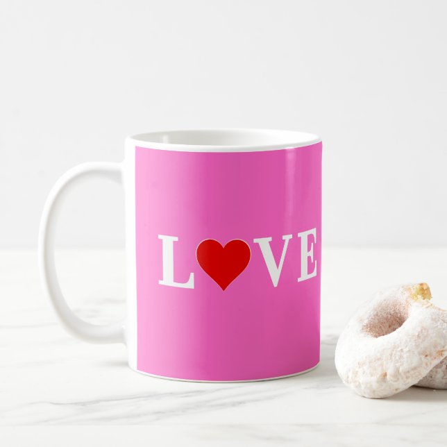 Pink LOVE Romantic Elegant Coffee Mug (With Donut)