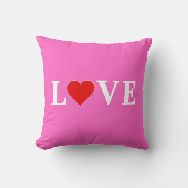 Pink LOVE Romantic Elegant Throw Pillow (Front)