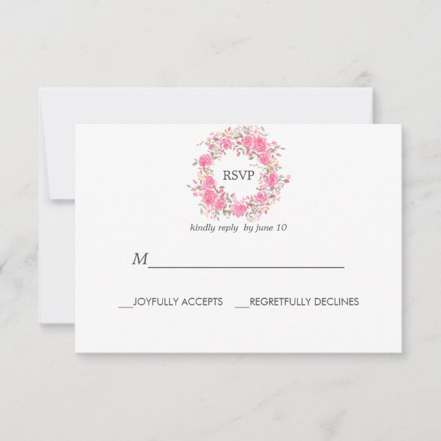 Pink Love | Roses Wedding RSVP (Front)