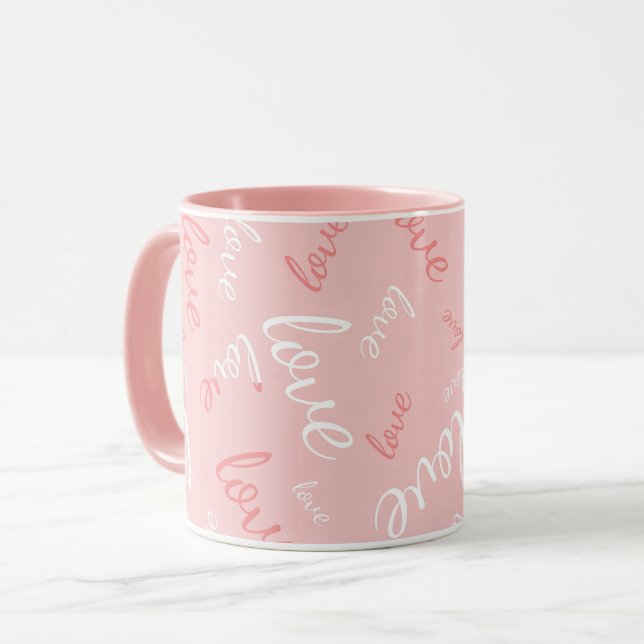 Pink Love Script Handwritten Typography Romantic Mug (Front Left)