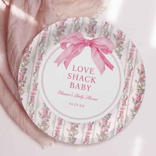 Pink Love Shack Baby Shower Table Paper Plates
