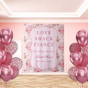 Pink Love Shack Fiancé Bridal Shower Welcome Sign Tapestry