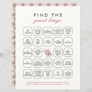 Pink Love Shack Fiance Find The Guest Bingo Game