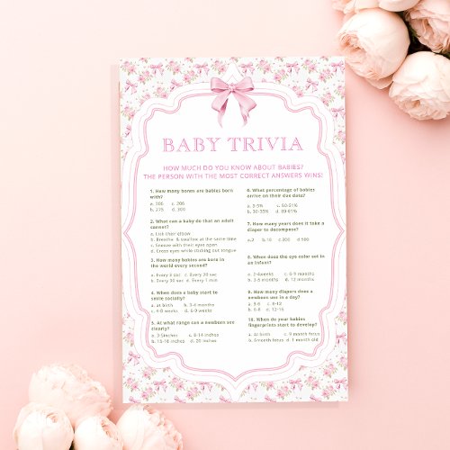 Pink Love Shack Vintage Fancy Baby Trivia Game
