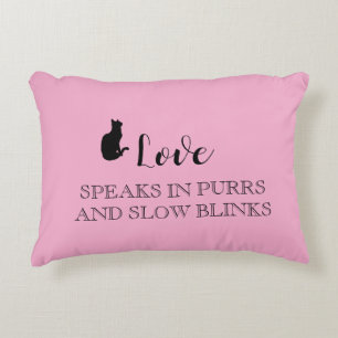 Pink Love Speaks in Purrs Cat Mom Pillow