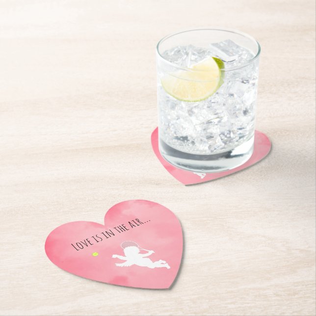 Pink Love Tennis Cupid Paper Coaster (Insitu)