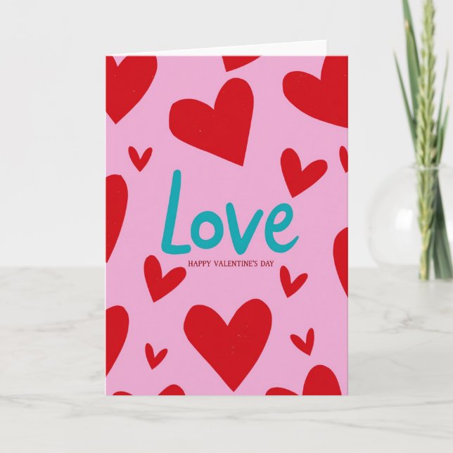 Pink Love Valentines Card (Front)