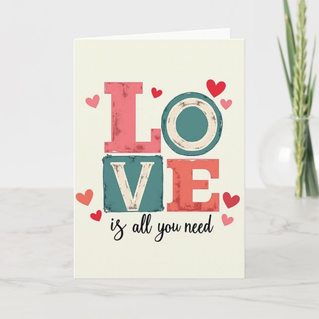 Pink Love Valentines Day Card (Front)