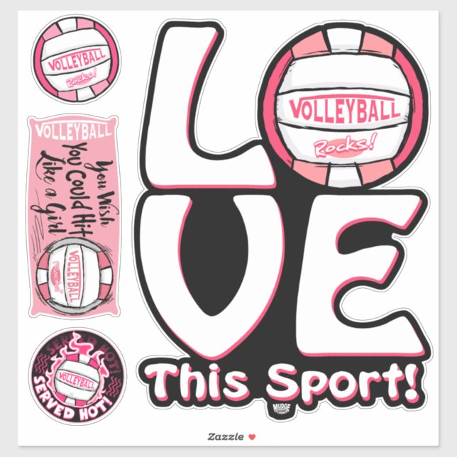 Pink Love Volleyball Sticker (Sheet)
