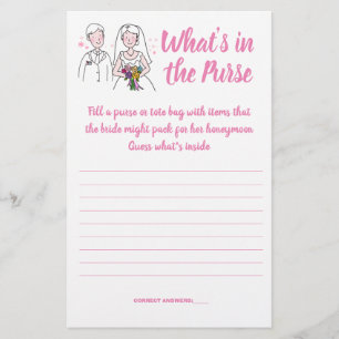 PINK LOVE, WHAT'S IN THE PURSE SHOWER GAME CARD FLYER