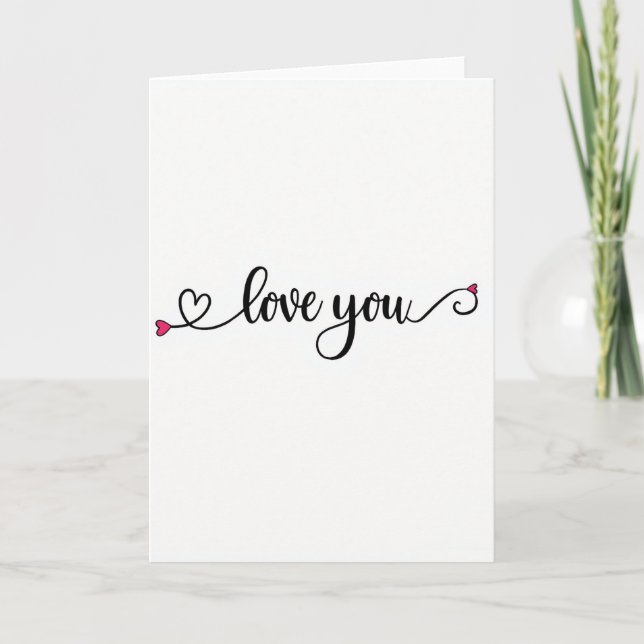 Pink Love You Heart Card (Front)