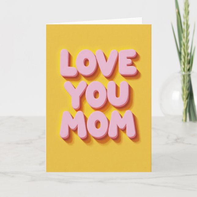 Pink Love You Mom Shadow Card (Front)