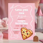 Pink Love You Two Pizzas Bow Second Birthday Party Invitation<br><div class="desc">Pizza 2nd Birthday Party,  Valentine Pizza Party,  Two Pizzas 2nd Birthday Party,  Slice of Fun 2nd Pizza Birthday,  Italian Pizza 2nd Birthday Invitation.</div>