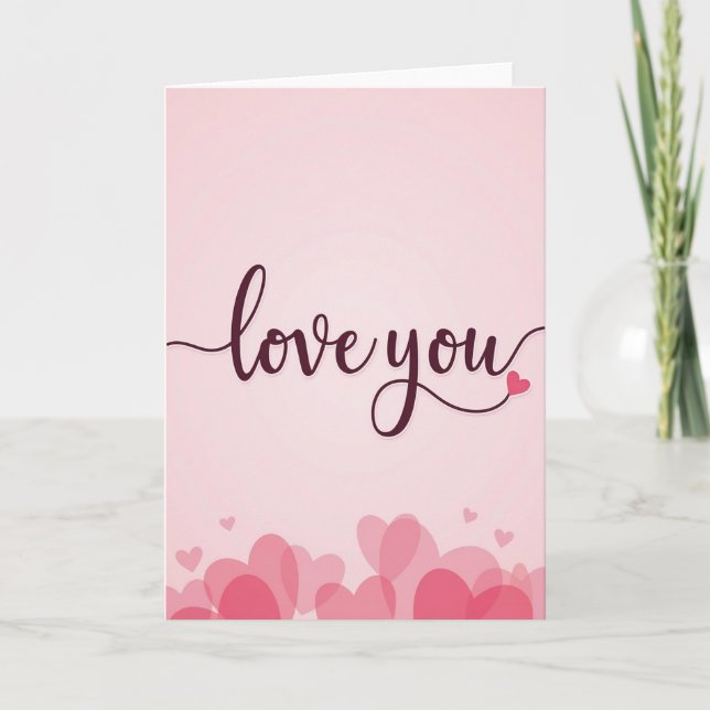 Pink Love You Valentines Card (Front)