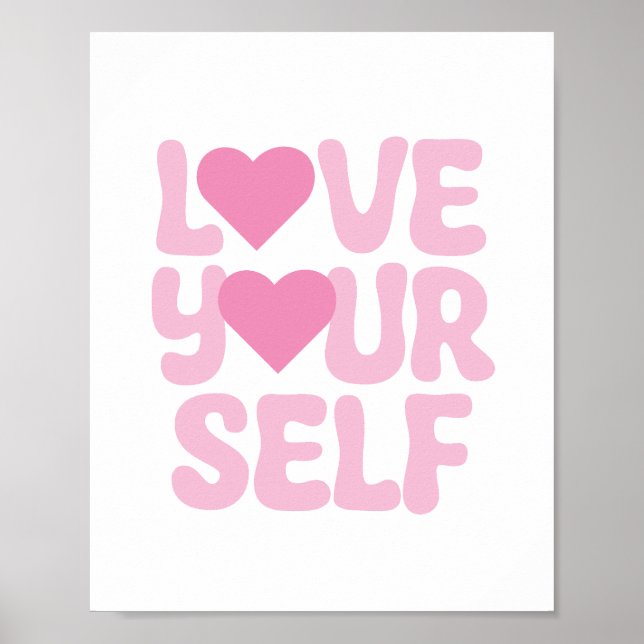 Pink Love Yourself Quotes Poster (Front)