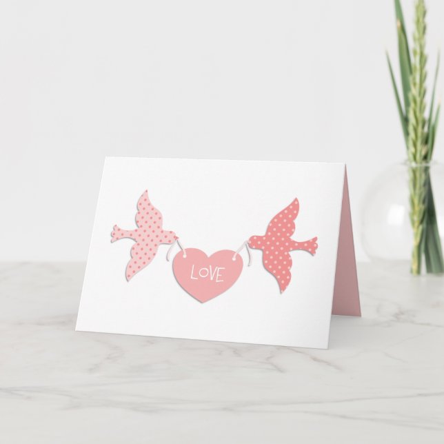 Pink Lovebirds Holiday Card (Front)