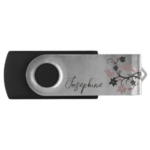 Pink Lovebirds Personalized Flash Drive