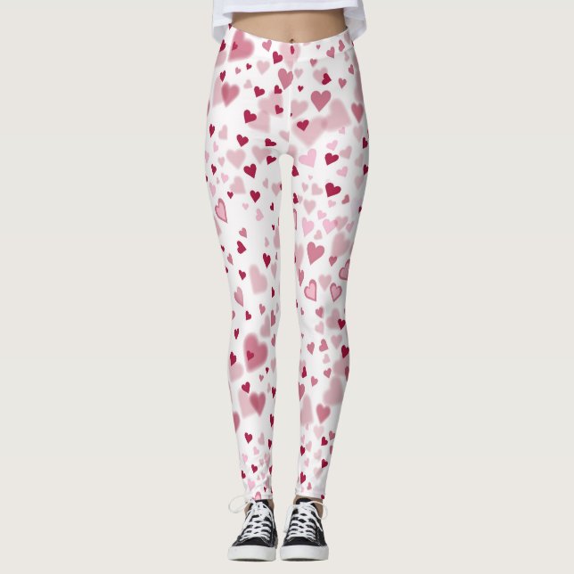  Pink Lovely Hearts Pattern  Leggings (Front)