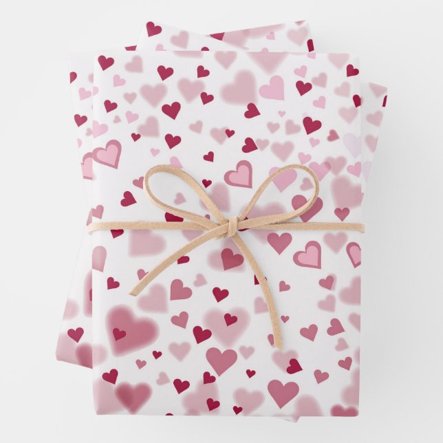  Pink Lovely Hearts Pattern  Wrapping Paper Sheets (In situ)