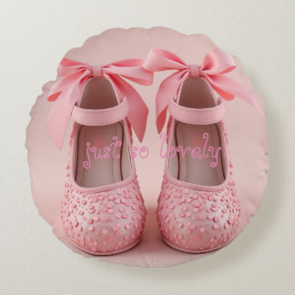 pink lovely shoes  round pillow