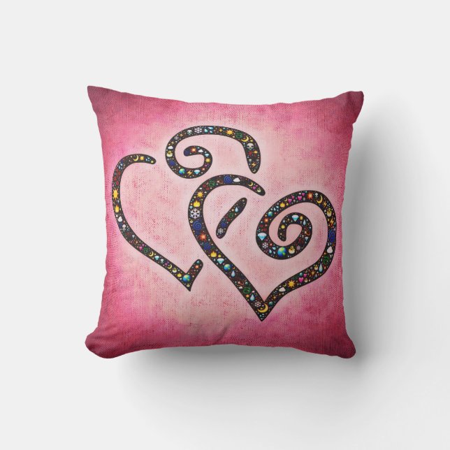 Pink Lovely Twin Heart pillow (Front)
