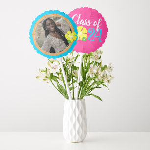 Pink Luau Graduation Photo Back Centerpiece Balloon