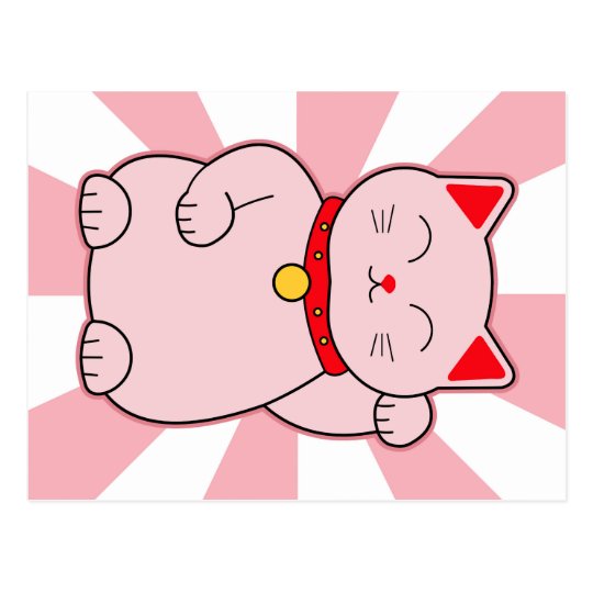 Pink Lucky Cat Postcard