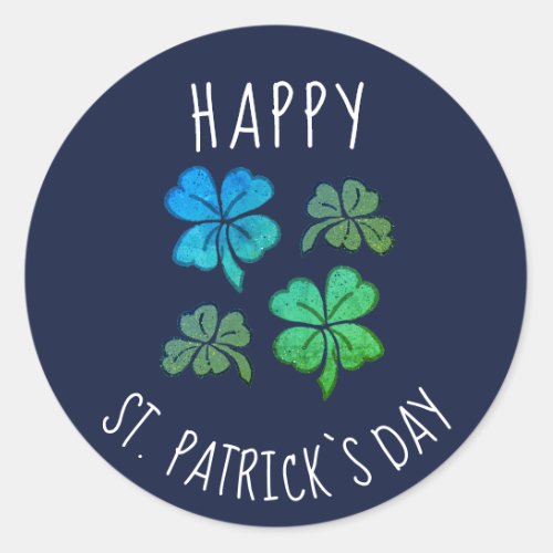 Pink Lucky Shamrock Clover Happy St Patricks day Classic Round Sticker