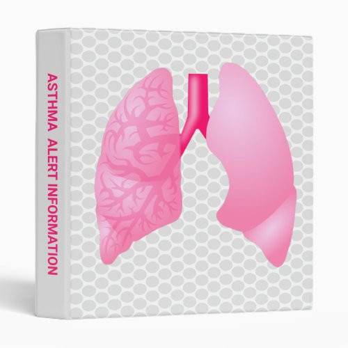 Pink Lungs Gray Dots Asthma Alert graphic design 3 Ring Binder