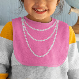 Pink Luxury Style Pearl Necklace Girl Baby Bib