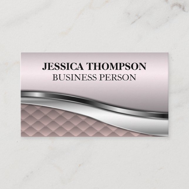 Pink Luxury Tiles | Metallic Background Business Card (Front)