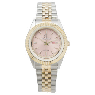 Pink Luxury Watch Elegant Gold and Silver Women's