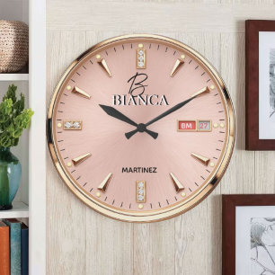 Pink Luxury Watch Elegant Gold and Silver Women's Large Clock