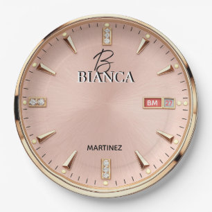 Pink Luxury Watch Elegant Gold and Silver Women's Paper Plates