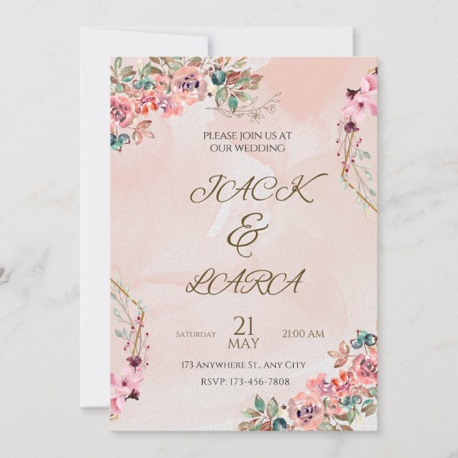 Pink Luxury  Wedding Invitation  (Front)