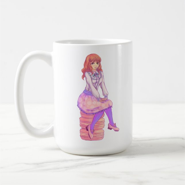 Pink Macaron Girl Coffee Mug (Left)