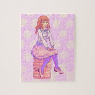 Pink Macaron Girl Jigsaw Puzzle