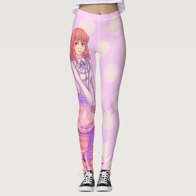 Pink Macaron Girl Leggings (Front)