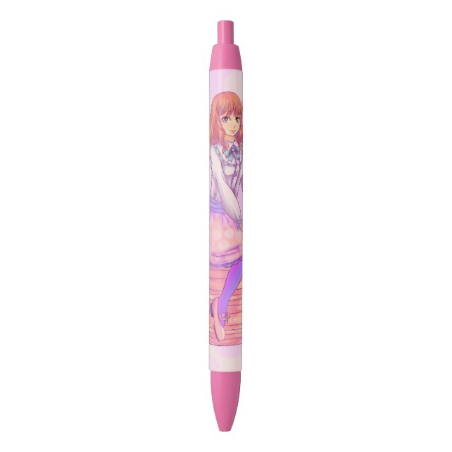 Pink Macaron Girl Pen (Front Vertical)