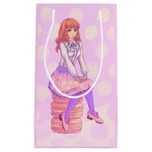 Pink Macaron Girl Small Gift Bag