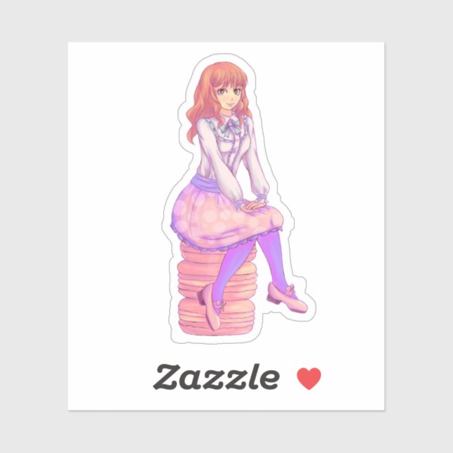 Pink Macaron Girl Sticker (Sheet)
