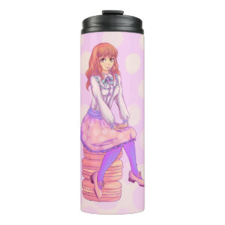 Pink Macaron Girl Thermal Tumbler