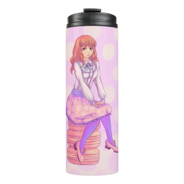 Pink Macaron Girl Thermal Tumbler (Front)